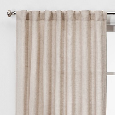 95''x54'' Light Filtering Linen Curtain Panel Natural - Threshold