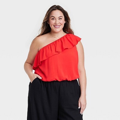 

Женский топ на одно плечо - Ava - Viv Red, Красный