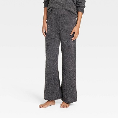 

Женские уютные широкие брюки из перьевой пряжи — Stars Over Charcoal Grey, Серый