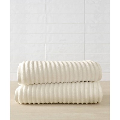 2pc Mason Low Twist Ribbed Bath Towel Set Ivory - Blue Loom