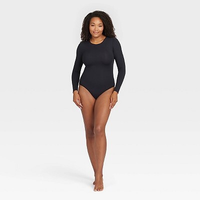 

ASSETS by SPANX Женское боди с длинными рукавами и стрингами - черный