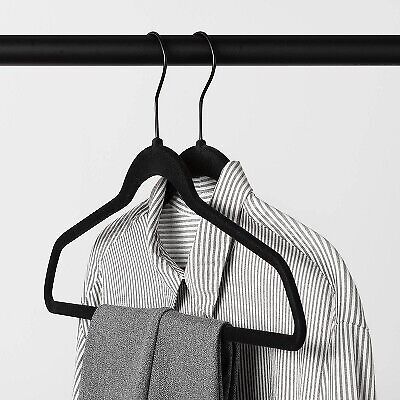 100pk Combo Pack Suit/Shirt Flocked Hangers Black - Brightroom