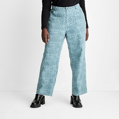 

Женские прямые джинсовые брюки в клетку - Future Collective with Gabriella, Medium wash