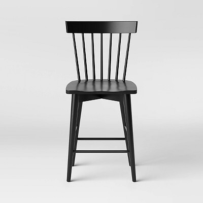 Барный стул Windsor Counter Height из твердой древесины черного цвета - порог