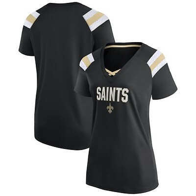 

Женская аутентичная сетчатая футболка NFL New Orleans Saints с короткими рукавами и v-образным вырезом на шнуровке, Not available
