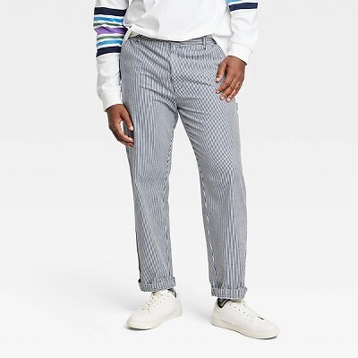 Брюки Houston White Adult Straight Leg Carpenter Pants - Blue Denim Striped 29x30