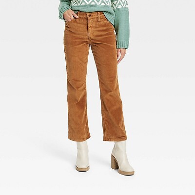 

Женские укороченные вельветовые джинсы Bootcut с высокой посадкой - Universal Thread Brown, Коричневый