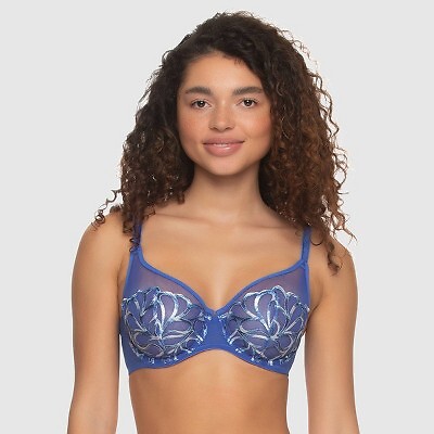 

Бюстгальтер с вышивкой Paramour Lotus без подкладки - Dazzling Blue, Синий