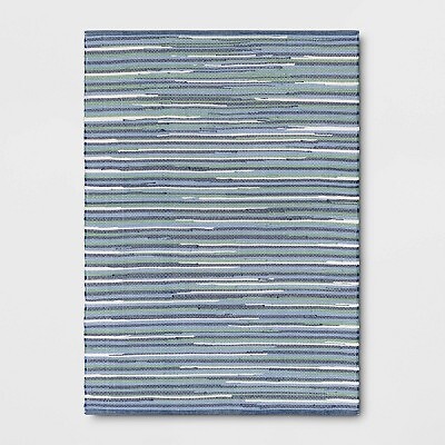 4'x5'6'' Rag Area Rug Blue/Green - Room Essentials