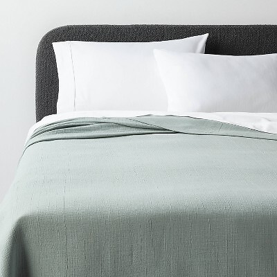 Threshold Cotton Matelasse Coverlet Solid Lightweight Fabric, Teal Green, King