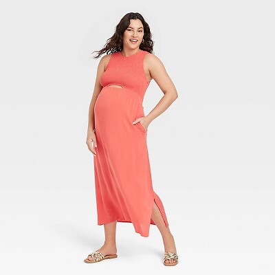 Slip Midi Maternity Tank Dress - Isabel Maternity by Ingrid & Isabel Orange  XL