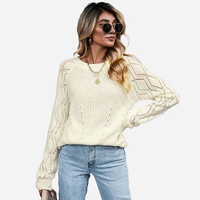 

Женский свитер реглан с вырезами и длинными рукавами — Cupshe — White-L, Not available