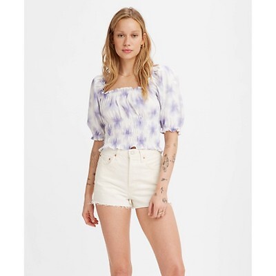 Женская блузка Levis с коротким рукавом и квадратным вырезом Tilly со складками - Starburst Cool