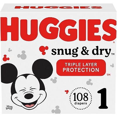 Huggies Snug & Dry Baby Disposable Diapers Super Pack - Size 1 - 108ct