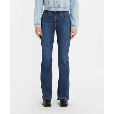 

Женские расклешенные джинсы Levis 726 с высокой посадкой темно-синего цвета  года носки, Dark indigo worn in