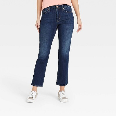 

Женские укороченные джинсы прямого кроя с завышенной талией - Universal Thread Dark Wash