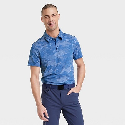 

Мужская жаккардовая рубашка-поло с камуфляжным принтом — All in Motion Blue, Синий