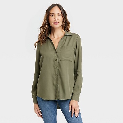 

Женская рубашка с длинным рукавом на пуговицах - Knox Rose Vine Green, Зеленый