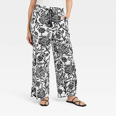 

Широкие брюки свободного кроя для женщин - Knox Rose Heather Black Floral, Черный