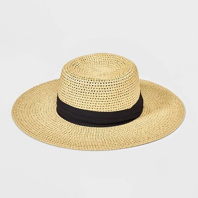 Floppy Straw Boater Hat - Новый дневной крем S/M