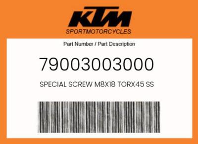 KTM Genuine Special Screw M8X18 Torx45 Ss - 79003003000