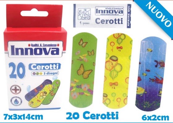 Confezione da 20 Cerotti Sterili 3 Fantasie Medicazioni Ferite Bambini moc