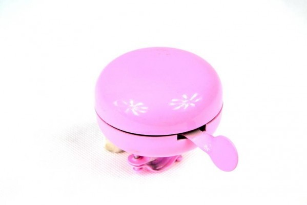 CAMPANELLO SUONERIA SONAGLIO PER BICICLETTA DIN DON IN ACCIAO ROSA 80MM NUOVO