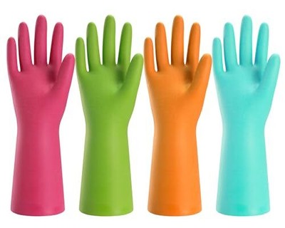 Rubber Cleaning Gloves for Kitchen  4 Pairs Reusable Dishwashing Gloves for Hou