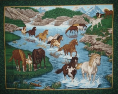 1 River Run Horses Panel Fabric