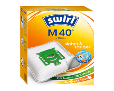 4 Staubsaugerbeutel Swirl M 40, M40 geeignet für Miele Complete C2 