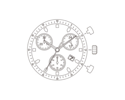 MIYOTA JS05 chronograph movement , date @ 4