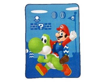 Super Mario & Yoshi Ride Fleece Throw Blanket Size 46  x 60 
