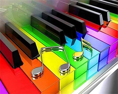 Music DIY 5D Diamond Paint by Number,Grand Piano Colorful Keyboard Musical 