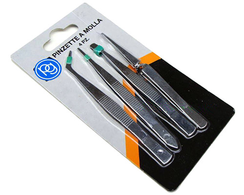 PG TOOLS SET KIT 4 pz MINI PINZE PINZETTE A MOLLA DI PRECISIONE PER MODELLISMO