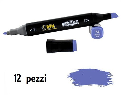 Set 12 Pz Pennarelli Doppia Punta Scuola Disegno Colore 74 Blu Brillante dfh