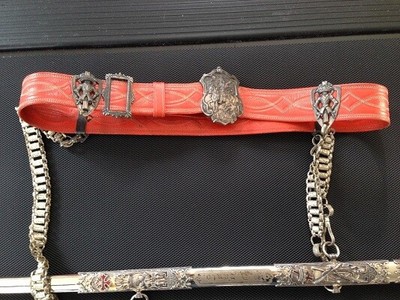 Antique Ornate Masonic Knights Templar Sword With Belt