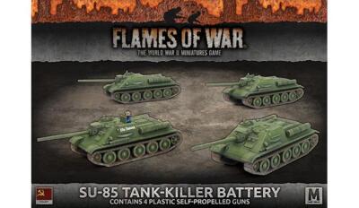 Боевая батарея SU-85 Medium SP (x4 пластиковых бака) x4 SU-85 SP gun Flames of War