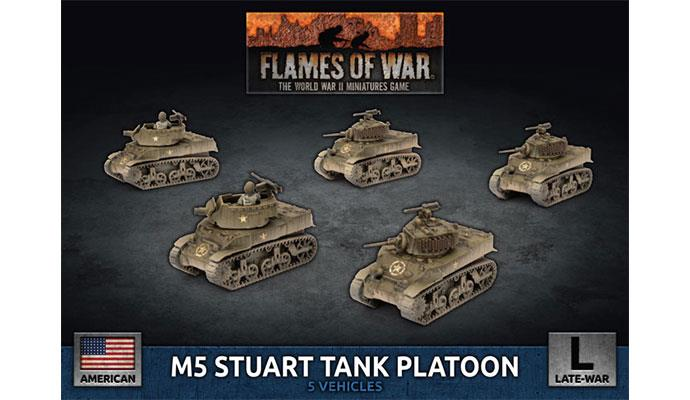 M5 Stuart Взвод легких танков США конца войны Flames of War НОВИНКА