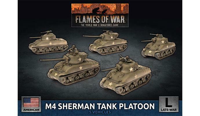 M4 Sherman Tank Platoon American (x5 Plastic) Поздняя война Flames of War НОВИНКА