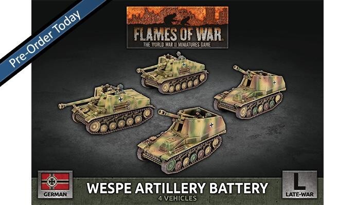 Wespe Artillery Battery (x4 Plastic) Berlin German Late Flames of War
