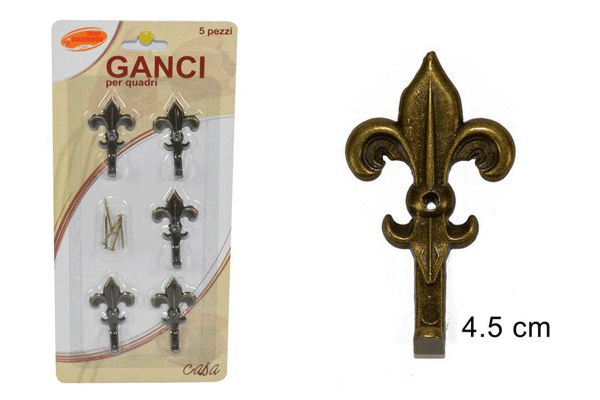 Set 5 Ganci Per Quadri Specchi Piccolo Giglio Elegante Vintage moc