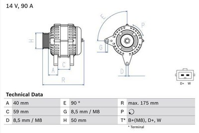BOSCH Alternator for Volkswagen Golf AEX 1.4 Litre (07/1993-04/1999) Genuine