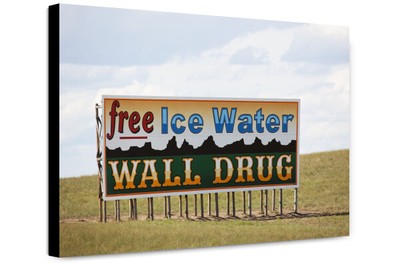 Canvas Print: Wall Drug Billboard: Free Ice Water, Wall, South Dakota, 2009