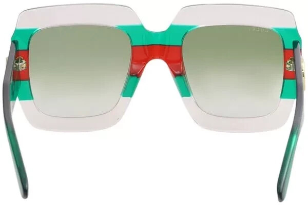 Pre-owned Gucci Gg0178s 001 Crystal Green Red Multicolor Square Sunglasses Authentic 54mm