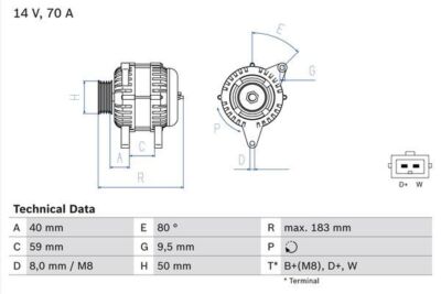 BOSCH Alternator for Volkswagen Golf AEX 1.4 Litre (07/1993-04/1999) Genuine