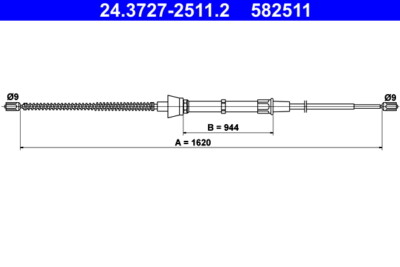 ATE 24.3727-2511.2 Cable, parking brake for SKODA