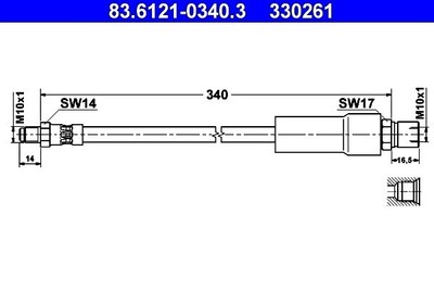 ATE Brake Hose For PORSCHE 928 92835507900