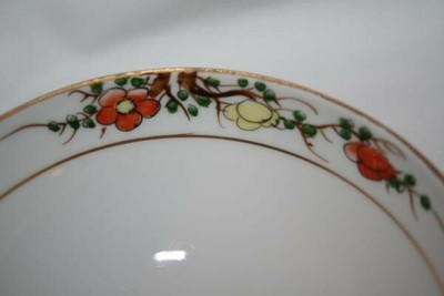 NIPPON Hand Painted 3 pc Whipped Cream Set Ball Foot Bowl, Ladle & Plate #682