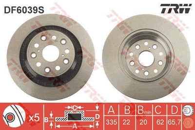 BREMSSCHEIBEN SATZ PAAR HINTEN TRW DF6039S 2PCS G NEU OE QUALITÄT