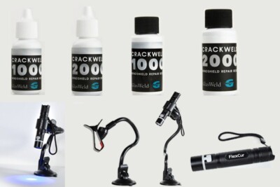 GlasWeld Long Crack Repair Resin 10ML,1000, 30ML, 2000 Combo with FlexCur Light